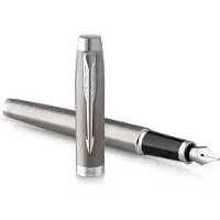 Parker IM vulpen | Roestvrij staal met chromen afwerking | Fijne punt met blauw inktpatroon | met Geschenkdoos