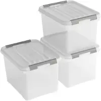 Curver Handy+ Opbergbox - 20L - 3 stuks - Transparant met deksel