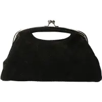 LEATHER DESIGN Schoudertasje met Beugelsluiting Suède Zwart