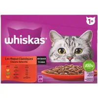 Whiskas 4x 1+ Classic Selectie in Saus Maaltijdzakjes Multipack 12 x 85 gr