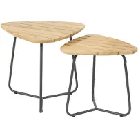 4 Seasons Outdoor 4SO Verdi set van 2 teak driehoekige salontafels - Teak hout - Bijzettafel -