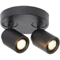 Freelight Razza plafondspot, zwart, Ø 26,5 cm, 2-lamps, metaal Razza, dimbaar, zwart, Woon-/ Eetkamer, metaal, Modern, halogeen spot