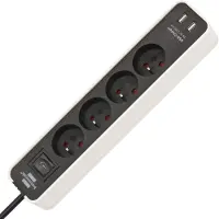 Brennenstuhl Ecolor stekkerdoos met USB 4-voudig 1,5m H05VV-F3G1,5 wit/zwart