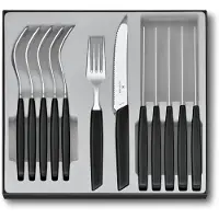 Victorinox Swiss Modern 6.9093.11W.12, 12-delige bestekset met tomatenmes, zwart