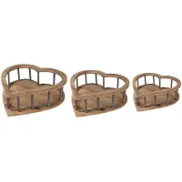 Clayre & Eef Opbergmand set van 3 hart 33x33x10 hout metaal hartvormig