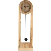 Clayre & Eef Staande klok 28x100 cm zwart hout rechthoek klok op voet