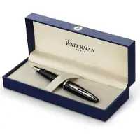Waterman Carène Zwarte zee balpen | hoogglans zwart met palladium beklede afwerking | mediumpunt met blauw inktpatroon | geschenkverpakking