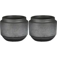 Mica Decorations - plantenpot/bloempot - 2x - zwart met relief - D15/H13 cm