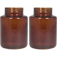 Floran - bloemenvazen - 2x stuks - kastanje bruin/transparant glas - H20 x D14.5 cm
