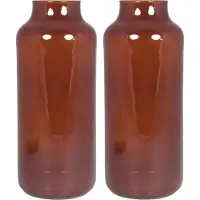 Floran - bloemenvazen - 2x stuks - bruin/transparant glas - H35 x D15 cm