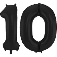 Folat Verjaardag Leeftijd folieballon - 10 jaar - zwart - 86 cm - cijferballon groot
