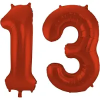 Folat Verjaardag Leeftijd folieballon - 13 jaar - rood - 86 cm - cijferballon groot