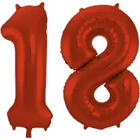 Folat Verjaardag Leeftijd folieballon - 18 jaar - rood - 86 cm - cijferballon groot