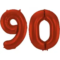Folat Verjaardag Leeftijd folieballon - 90 jaar - rood - 86 cm - cijferballon groot