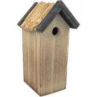 Garden Spirit Vogelhuisje Gevlamd Zwart Dak & Stro- Nestkastje - Garden Spirit - Grijs - 22046