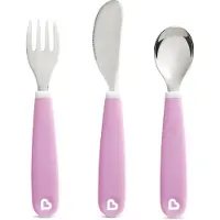 Munchkin kinderbestek - Splash Kleuter Besteksetje - Vork, Mes en Lepel - Set van 3 - Kinderbestekset - Kleur Paars- vanaf 18 maanden
