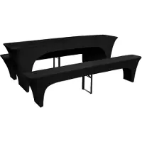 vidaXL Hoezen voor biertafel en banken stretch zwart 3 stuks 225 x 70 x 80 cm