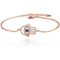 LGT JWLS Rose Verstelbare Dames Schakelarmband met Fatima Hand en Steentjes