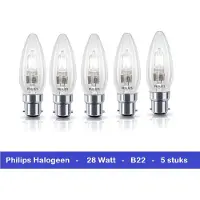 Philips HALOGEEN KAARS - 5 STUKS - B22 BAJONET FITTING - 28 WATT - DIMBAAR - 5 x 8718291737575