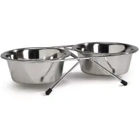 Beeztees Hondenvoer- En Drinkbak Zilver 28,5 X 13,5 X 6 Cm