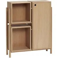 Hubsch Houten kast met planken en deur - naturel