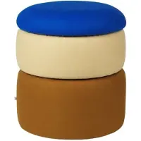 Broste Copenhagen Pond poef blauw/zand/oker Ø38cm - 31001143