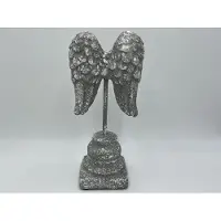 Home Sweet Home Engelen vleugel op voet M decoratie beeld beton look steen grijs wit 26 x 12 cm | 121472 | | Stoer & Sober Woonstijl
