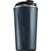 HBS Rvs Thermosbeker - Drinkfles - Herbruikbare Koffiebeker - 380 Ml - Marineblauw