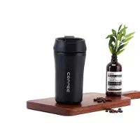 HBS Rvs Thermosbeker - Drinkfles - Herbruikbare Koffiebeker - 420 Ml - Zwart