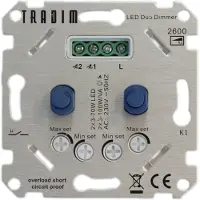 Tradim Led duo dimmer inbouw 2x 3-100W | Fase afsnijding (RC) | , 2600