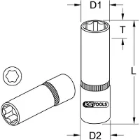 Ks Tools 1/4" CHROMEplus zeshoekige doornut, lang, 5/16"