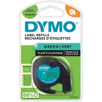 Dymo Labeltape LetraTag plastic 12mm zwart op groen - 2 stuks