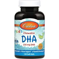 Carlson Labs Carlson, Kinderen's Chewing DHA, Ploppende Orange, 100 mg, 120 Zachte Capsules