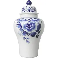Heinen Delfts Blauw Dekselpul bloem