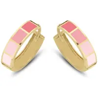 CO88 Collection Oorbellen Dames - Oorringen - Emaille - 16x4mm - Roze - Staal - Goudkleurig - 8CE-70489