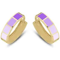 CO88 Collection Oorbellen Dames - Oorringen - Emaille - 16x4mm - Paars - Staal - Goudkleurig - 8CE-70491