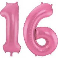 Folat Verjaardag Leeftijd folieballon - 16 jaar - roze - 86 cm - cijferballon groot