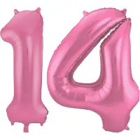 Folat Verjaardag Leeftijd folieballon - 14 jaar - roze - 86 cm - cijferballon groot