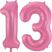 Folat Verjaardag Leeftijd folieballon - 13 jaar - roze - 86 cm - cijferballon groot