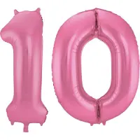 Folat Verjaardag Leeftijd folieballon - 10 jaar - roze - 86 cm - cijferballon groot