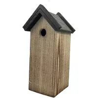 Garden Spirit Vogelhuisje Gevlamd Hout & Bitumen Dak- Nestkastje - - Grijs - 22106
