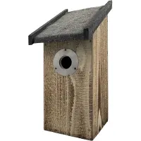 Garden Spirit Vogelhuisje Gevlamd Bitumen Dak met Beschermplaat- Nestkastje - - Grijs - 22104