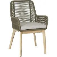 BUITEN living Padua dining tuinstoel | touw + hardhout | olijfgroen 1 persoon