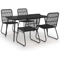 vidaXL 5-delige Tuinset poly rattan en glas