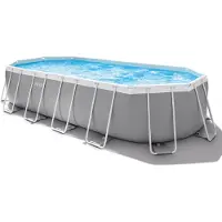 Intex Prism 610x305x122 Cm Steel Oval Pool Frame Above Ground Grijs 18202 Liters
