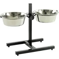 Topmast - RVS Voerbakken op Standaard 21 cm - zwart gecoat - Advies Voor honden tussen 10 en 30 kilo
