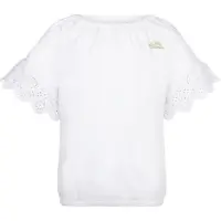 No Way Monday T-shirt met broderie wit Meisjes Viscose Boothals Effen - maat 128