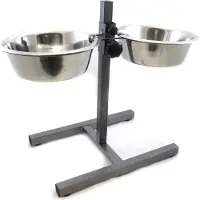 Topmast - RVS Voerbakken op Standaard 21 cm - antraciet grijs gecoat - Advies: voor honden tussen 10-30 Kilo