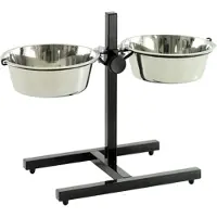 Topmast RVS Voerbakken op Standaard - 25 cm - Zwart Gecoat - Voor Honden Tussen 25-50 KG