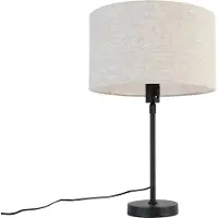 QAZQA Tafellamp zwart verstelbaar met kap lichtgrijs 35 cm - Parte
